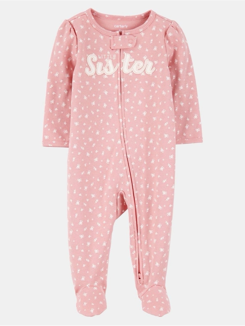 Baby Girl 'Little Sister' 2-Way Zip Cotton Sleep & Play Pajamas - Pink carters
